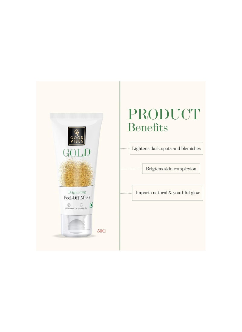 Good Vibes Good Vibes Gold Brightening Peel Off Mask, 50 g Deep Pore Cleansing Peel-Off Face Mask For All Skin Types, Anti-Bacterial & Helps Remove Acne, No Parabens, Sulphates & Mineral Oils  - Image 3