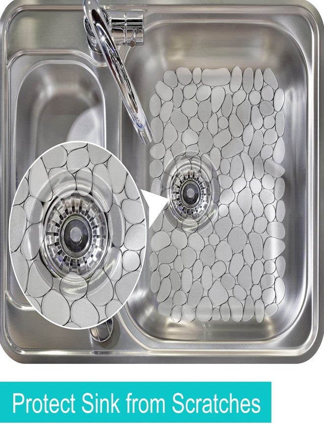 Coopay 4 Pack Kitchen Sink Mats Pebble PVC Eco-Friendly Kitchen Adjustable Stainless Steel/Porcelain Dish Drying Pad Protector for Bottom of Sink, 15.8 x 11.8 inches, Clear - Image 4