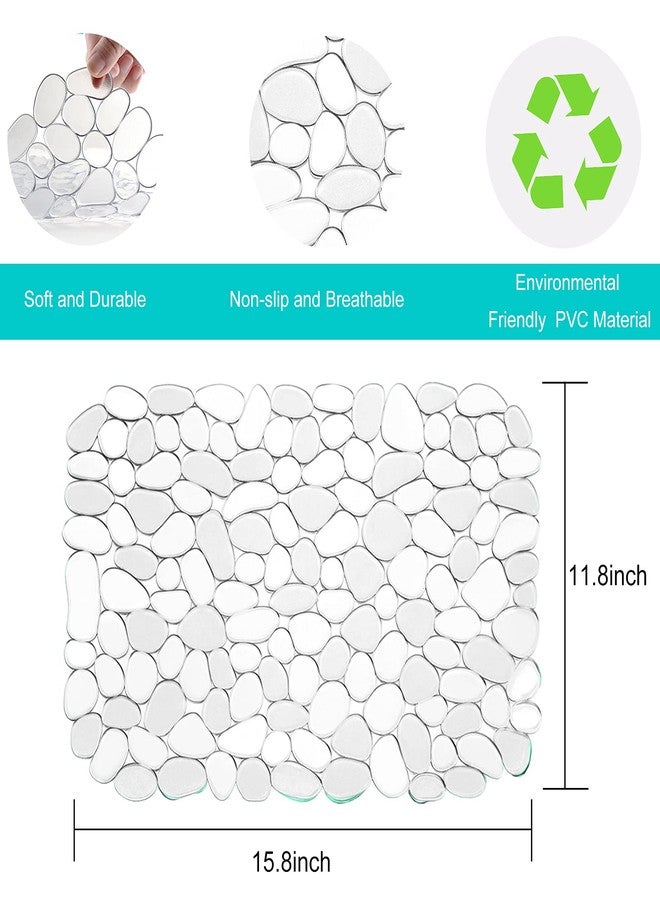Coopay 4 Pack Kitchen Sink Mats Pebble PVC Eco-Friendly Kitchen Adjustable Stainless Steel/Porcelain Dish Drying Pad Protector for Bottom of Sink, 15.8 x 11.8 inches, Clear - Image 2
