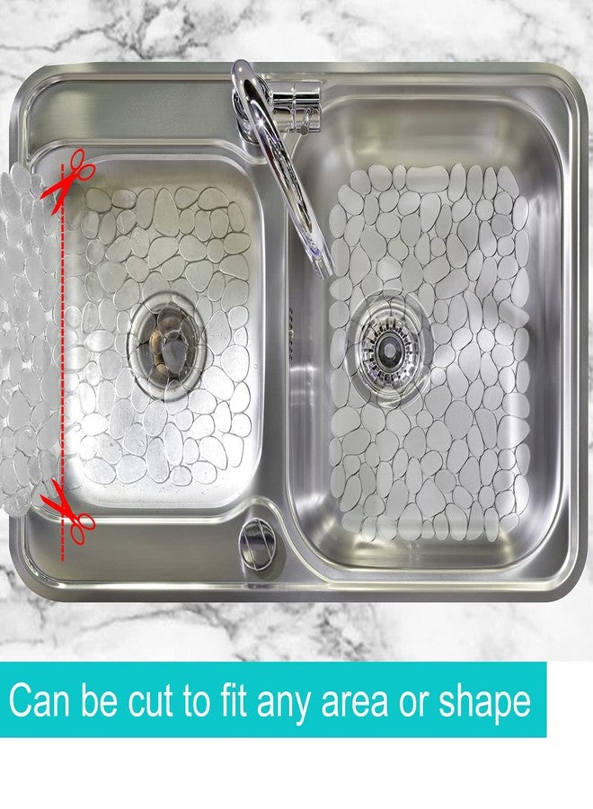 Coopay 4 Pack Kitchen Sink Mats Pebble PVC Eco-Friendly Kitchen Adjustable Stainless Steel/Porcelain Dish Drying Pad Protector for Bottom of Sink, 15.8 x 11.8 inches, Clear - Image 5