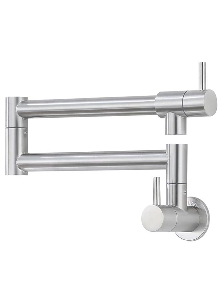 Modern Wall-mounted Faucet, Brass Spool Double Switch Faucet, Folding Telescopic Kitchen Faucet, Kitchen Wall-mounted Swivel Faucet - Image 1