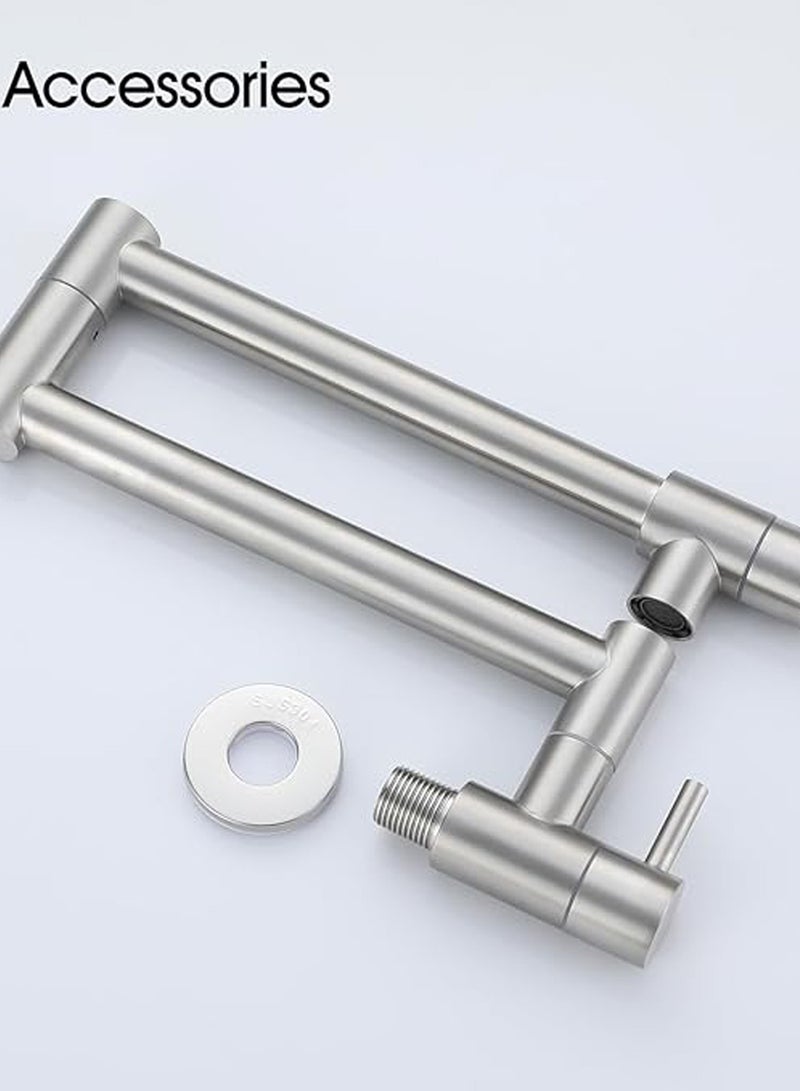 Modern Wall-mounted Faucet, Brass Spool Double Switch Faucet, Folding Telescopic Kitchen Faucet, Kitchen Wall-mounted Swivel Faucet - Image 4