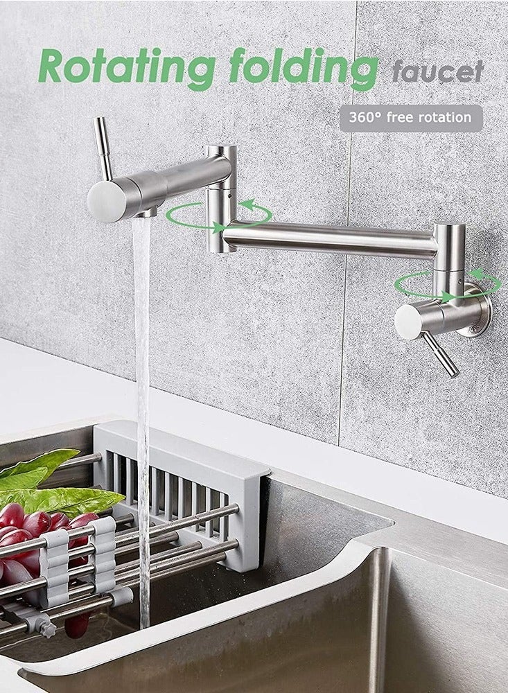 Modern Wall-mounted Faucet, Brass Spool Double Switch Faucet, Folding Telescopic Kitchen Faucet, Kitchen Wall-mounted Swivel Faucet - Image 5