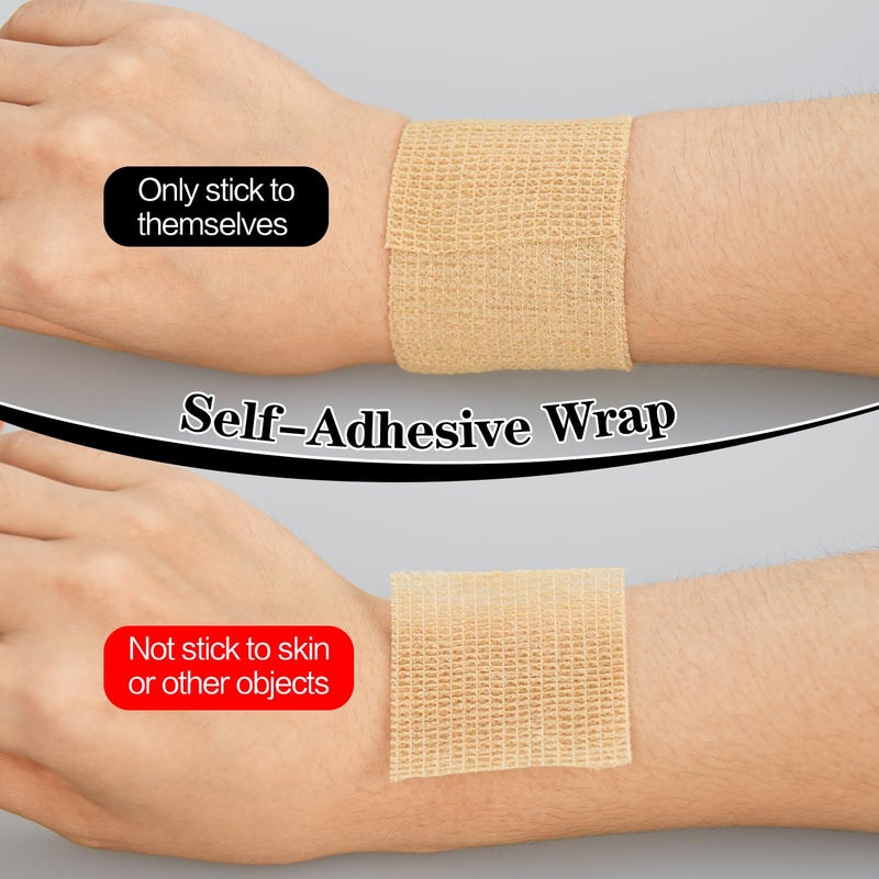 Ruby Q 2" Self Adhesive Bandage Wraps, 6pcs 5 Yard Breathable Elastic Wraps, Skin Color Vet Wraps - Image 3