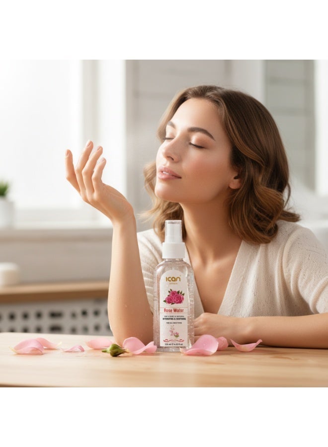 آي كان لندن بخاخ ماء الورد من إيكان لندن ١٢٥ مل - رذاذ وجه نقي ولطيف ومرطب، مع تونر طبيعي لجميع أنواع البشرة - Image 3