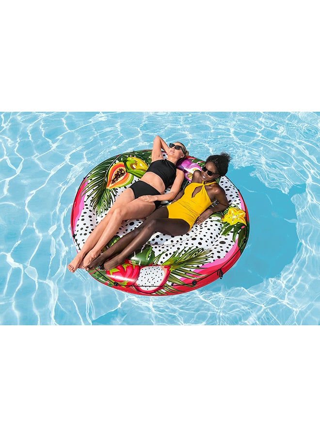 Bestway, Inflatable Fruits of Paradise Island Pool Float Large Round Floating Island Lounger Tropical Fruit Design Water Float Mattress with Repair Patch, 6 ft - Image 3