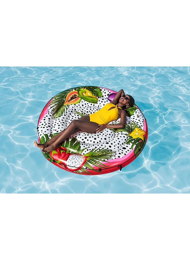 Bestway Bestway, Inflatable Fruits of Paradise Island Pool Float Large Round Floating Island Lounger Tropical Fruit Design Water Float Mattress with Repair Patch, 6 ft