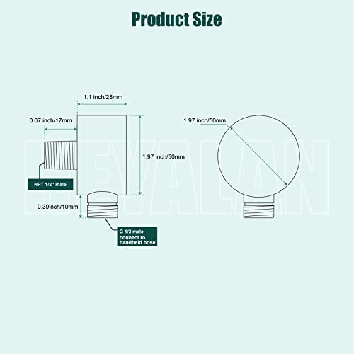 Heyalan Shower Wall Supply Elbow Brass Round Brushed Nickel Wall Mount Hose Connector for Shower Handheld Wall Elbow for Hand Shower Without Shower Hand and Hose - Image 3