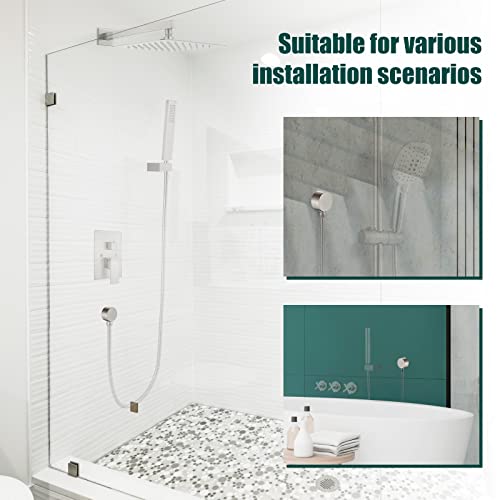 Heyalan Shower Wall Supply Elbow Brass Round Brushed Nickel Wall Mount Hose Connector for Shower Handheld Wall Elbow for Hand Shower Without Shower Hand and Hose - Image 2