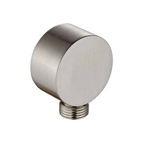 Heyalan Shower Wall Supply Elbow Brass Round Brushed Nickel Wall Mount Hose Connector for Shower Handheld Wall Elbow for Hand Shower Without Shower Hand and Hose - Image 1