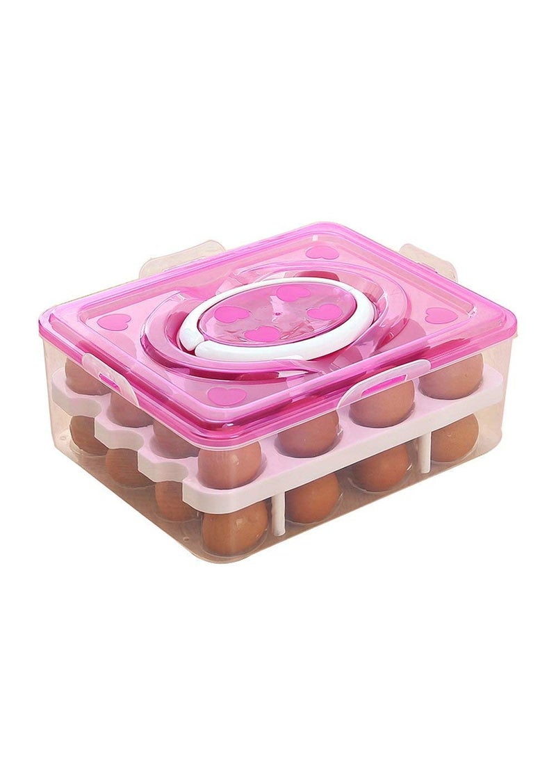 AATMNIVEDI Aatamnivedi Double Layer 32 Grid Egg Storage Box for Vegetable Egg Storage Container Wit Lid Holder and Refrigerator Kitchen Food Outdoor Multicolor  - Image 1