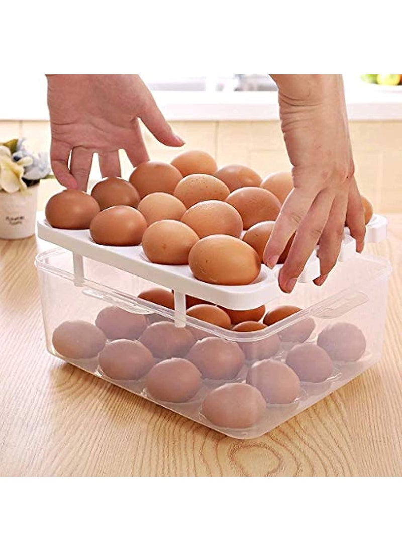 AATMNIVEDI Aatamnivedi Double Layer 32 Grid Egg Storage Box for Vegetable Egg Storage Container Wit Lid Holder and Refrigerator Kitchen Food Outdoor Multicolor  - Image 4
