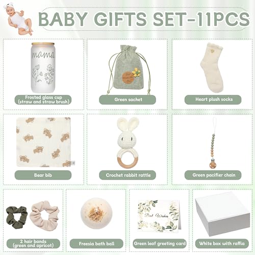 Naozinebi New Mom Gift Set Baby Shower Gifts Basket for Newborn Sage Green Pregnancy Gift for Women After Birth Postpartum Essentials for Expecting Mom to Be Mothers Day Birthday Gifts for First Time Mother - Image 2