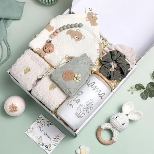 Naozinebi New Mom Gift Set Baby Shower Gifts Basket for Newborn Sage Green Pregnancy Gift for Women After Birth Postpartum Essentials for Expecting Mom to Be Mothers Day Birthday Gifts for First Time Mother - Image 4