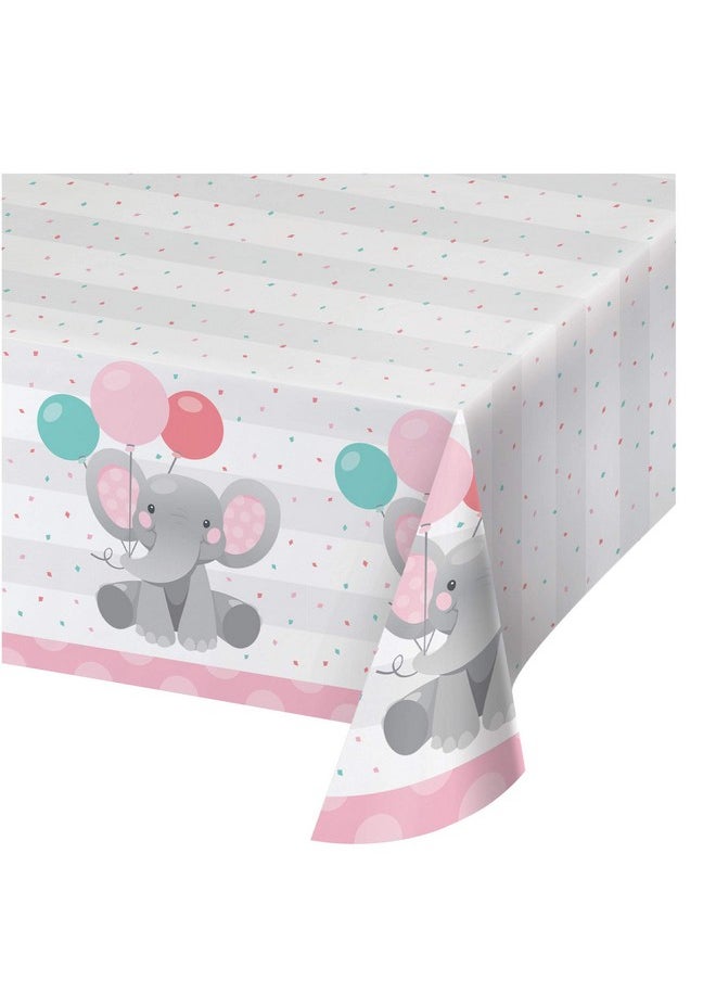 CREATIVE CONVERTING - Enchanting Elephants Girl Paper Tablecloth 1 Ct - Image 1