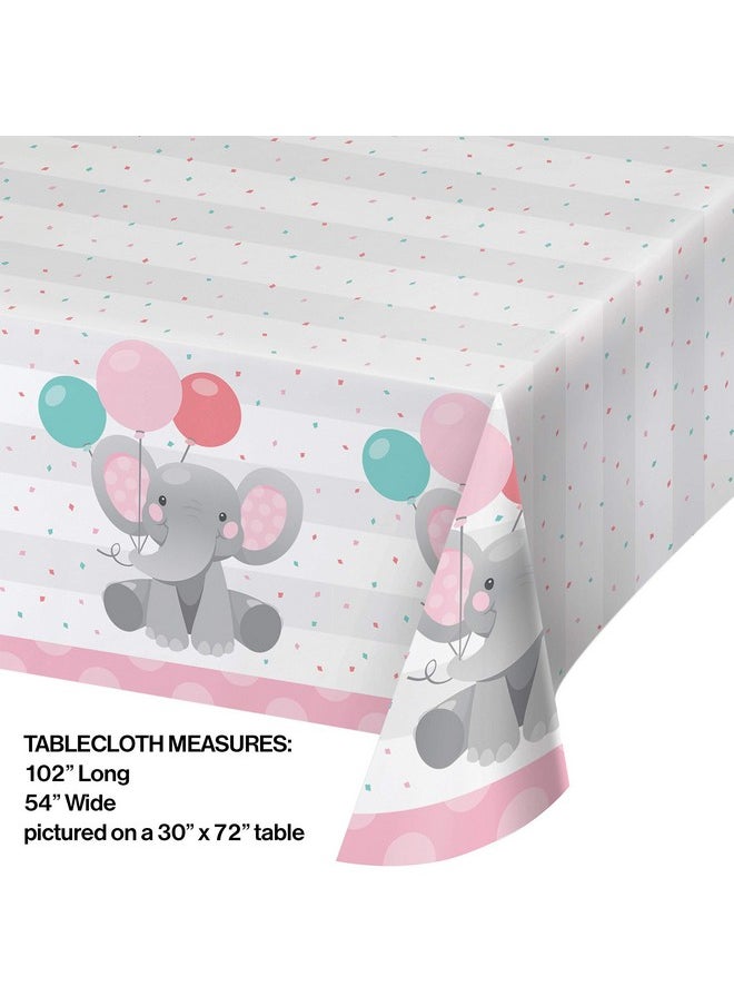 CREATIVE CONVERTING - Enchanting Elephants Girl Paper Tablecloth 1 Ct - Image 1