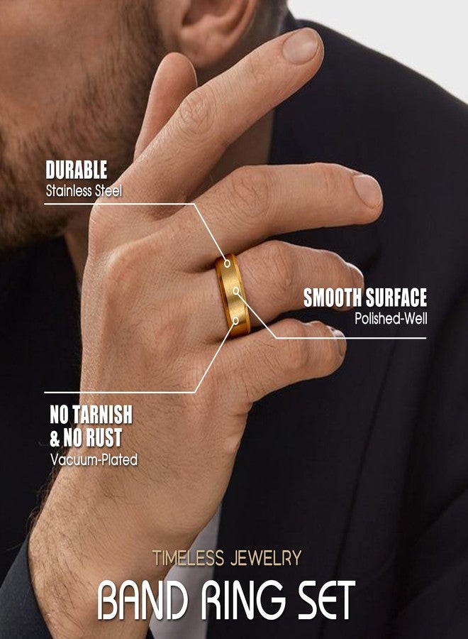 جي ستايل خواتم جي ستايل من الفولاذ المقاوم للصدأ للرجال والنساء، مقاس 8 مم، خواتم زفاف، سطح غير لامع - حافة مصقولة مشطوفة، مقاسات الخواتم الرجالية من 6 إلى 14، 9، معدن، بدون أحجار كريمة - Image 5