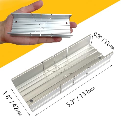 Hanpex Metal Small Aluminum Miter Box 5.3 Inch Small Tiny Mitre Box for Manual Saw for Hand Saw 3 Cutting Angles - Ideal For Cutting Wood and Soft Metal - Image 2