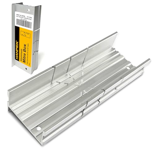Hanpex Metal Small Aluminum Miter Box 5.3 Inch Small Tiny Mitre Box for Manual Saw for Hand Saw 3 Cutting Angles - Ideal For Cutting Wood and Soft Metal - Image 1