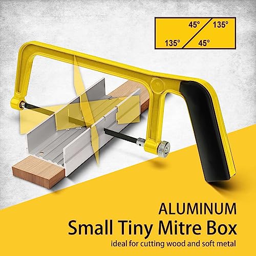 Hanpex Metal Small Aluminum Miter Box 5.3 Inch Small Tiny Mitre Box for Manual Saw for Hand Saw 3 Cutting Angles - Ideal For Cutting Wood and Soft Metal - Image 3