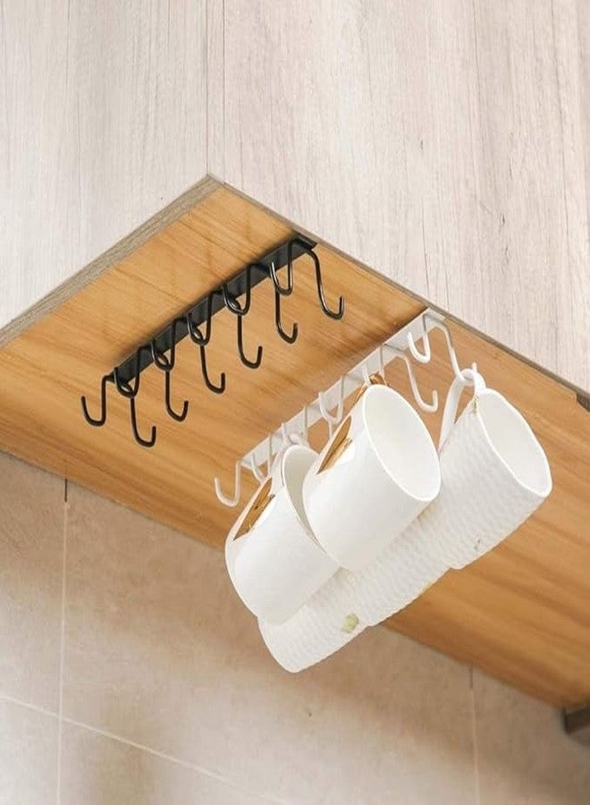 STEFFAN Plastic Wall Hooks for Hanging Strong, Adhesive Hooks for Wall Heavy Duty, Wall Hangings, Kitchen Accessories Items, Sticky Wall Hook (12 Hooks Storage Rack Black, 6) - Image 1