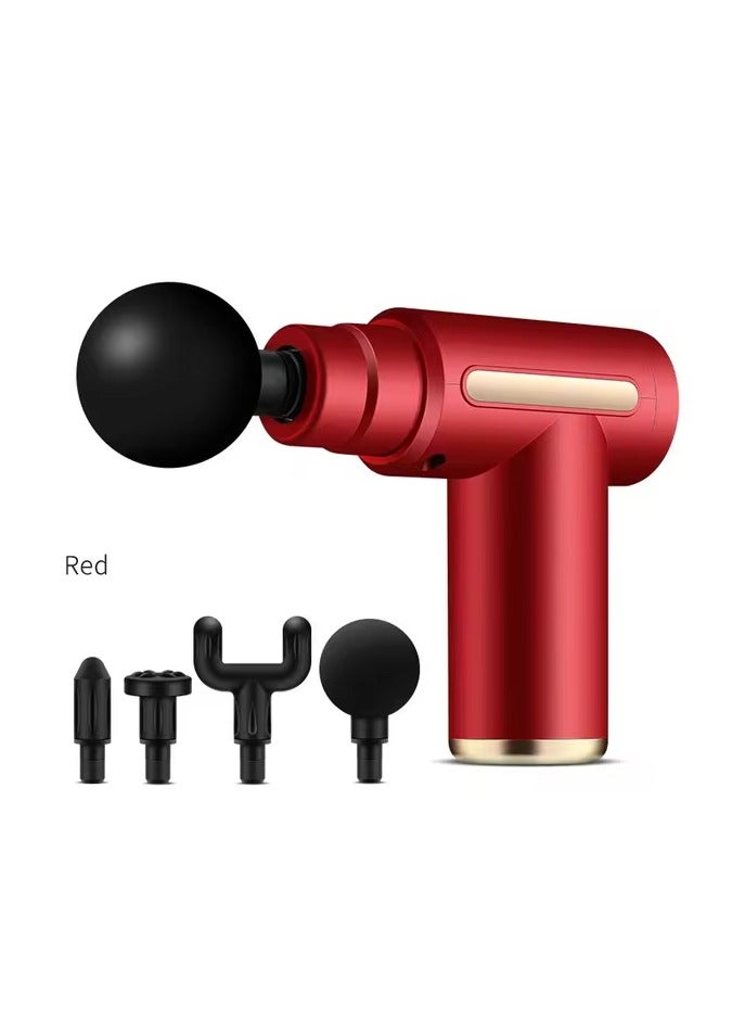 إسكدنيا الرباط المحمولة بندقية تدليك الأنسجة العميقة مصغرة المحمولة قابل للتعديل سرعة جهاز تدليك الجسم كله - أحمر