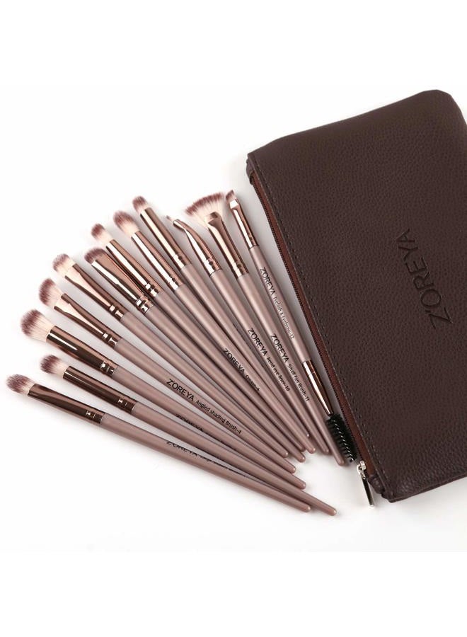 Z'OREYA Zoreya Makeup Brushes Set, Professional Eye Brush Set Eyeshadow, Eyebrow, Blending, Fan, Eyelash Brushes Set With Carrying Bag(Champagne - Image 5