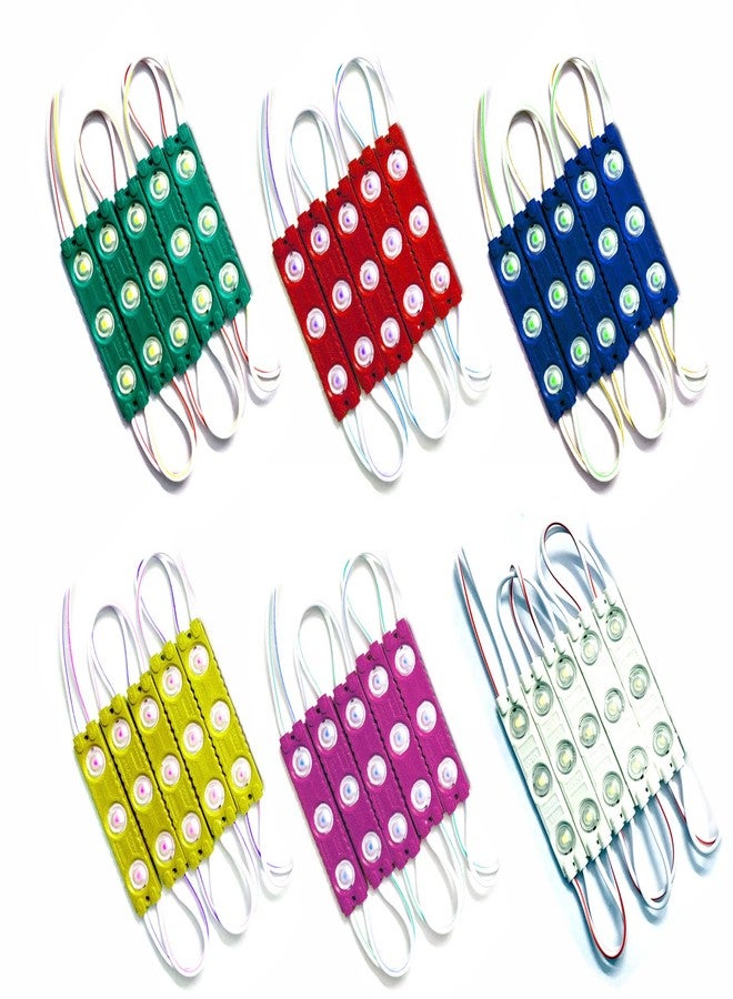 Wizzo (Pack of 30 Pieces DC 12V Optical 3 LED Diffused Module Light Lamp Bulb Multipurpose Use for Home, Temple Decoration DIY Projects, Hobby Kit (5 Pieces Each Red Green Blue Yellow White Pink)