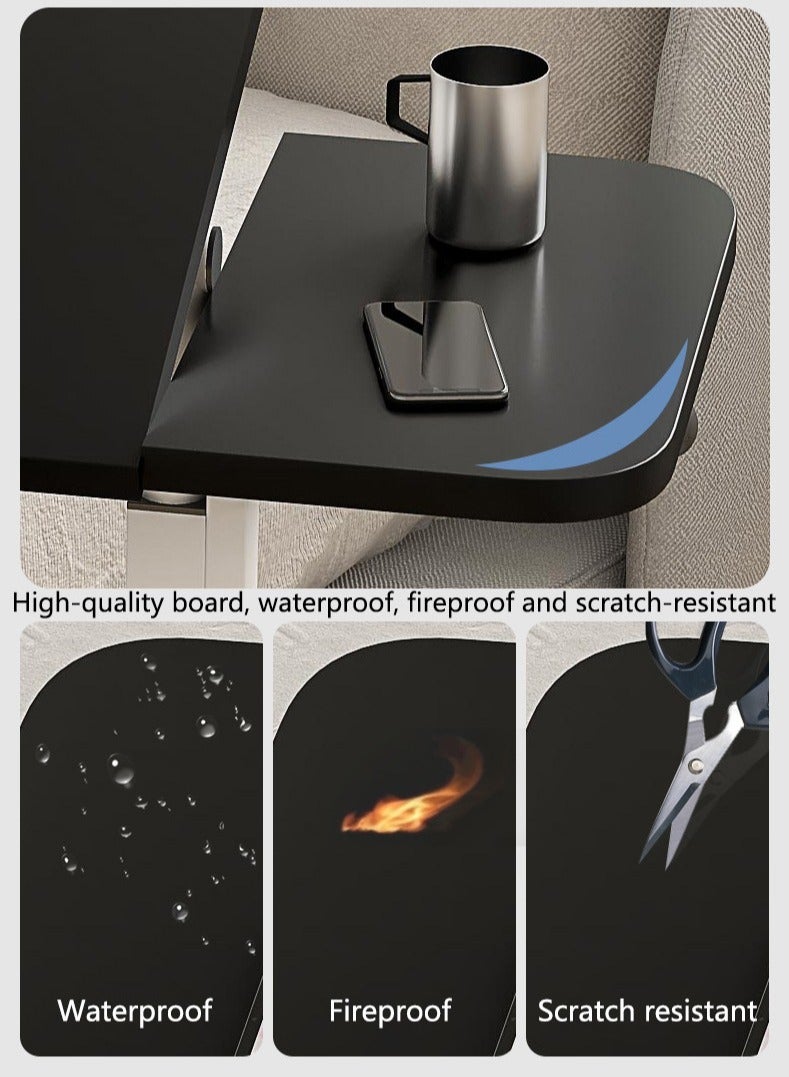 VUCATIN مكتب كمبيوتر، طاولة فوق السرير متدحرجة بعجلات، عربة مكتب كمبيوتر محمول قابلة للتعديل الارتفاع مع طاولة بجانب السرير قابلة للإمالة لأثاث المكاتب المنزلية (أسود) - Image 5