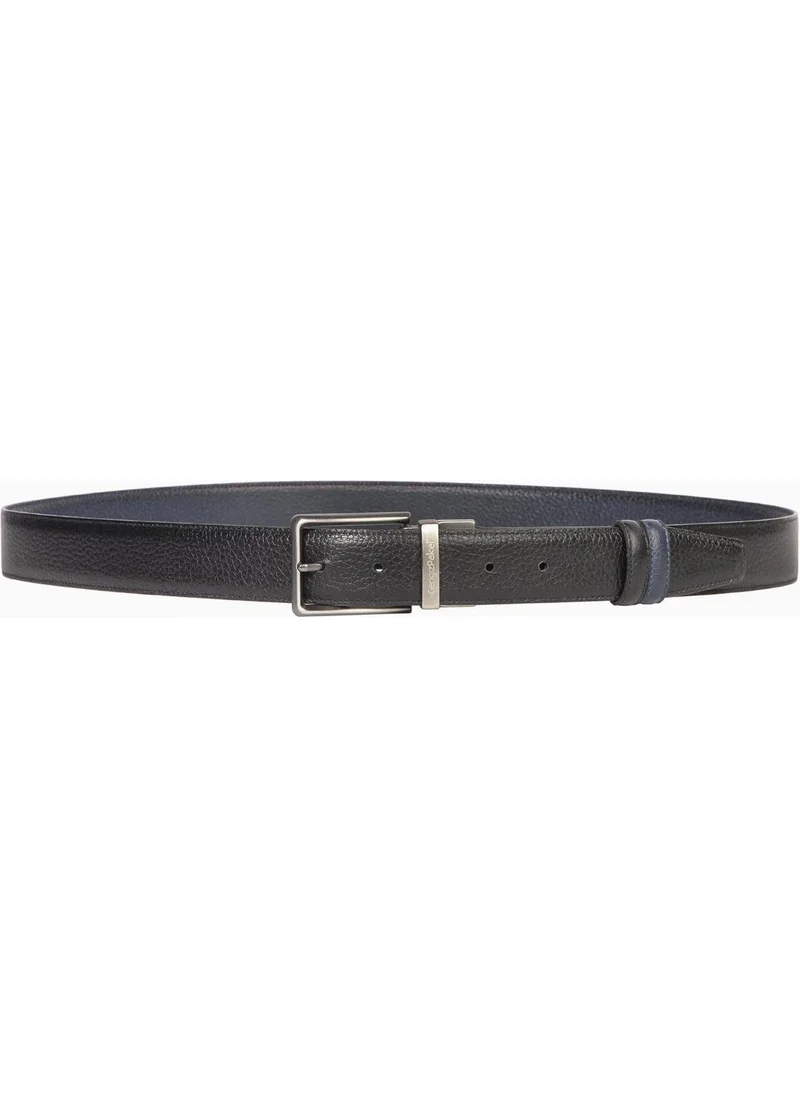 Cengiz Pakel Leather Double Sided Men's Belt - Black/dark blue 3.5 cm