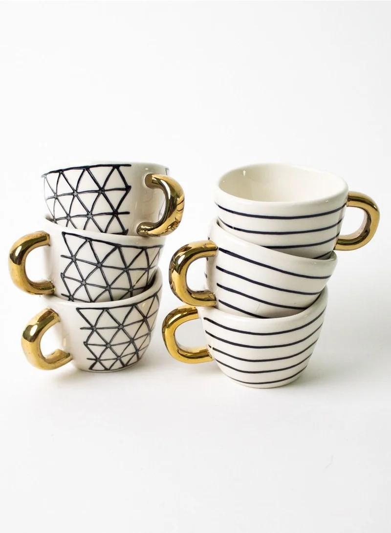 Prickly Pear Prickly Pear Set of 6 Tea Cups Lina - Sophisticated Tea Set for Entertaining