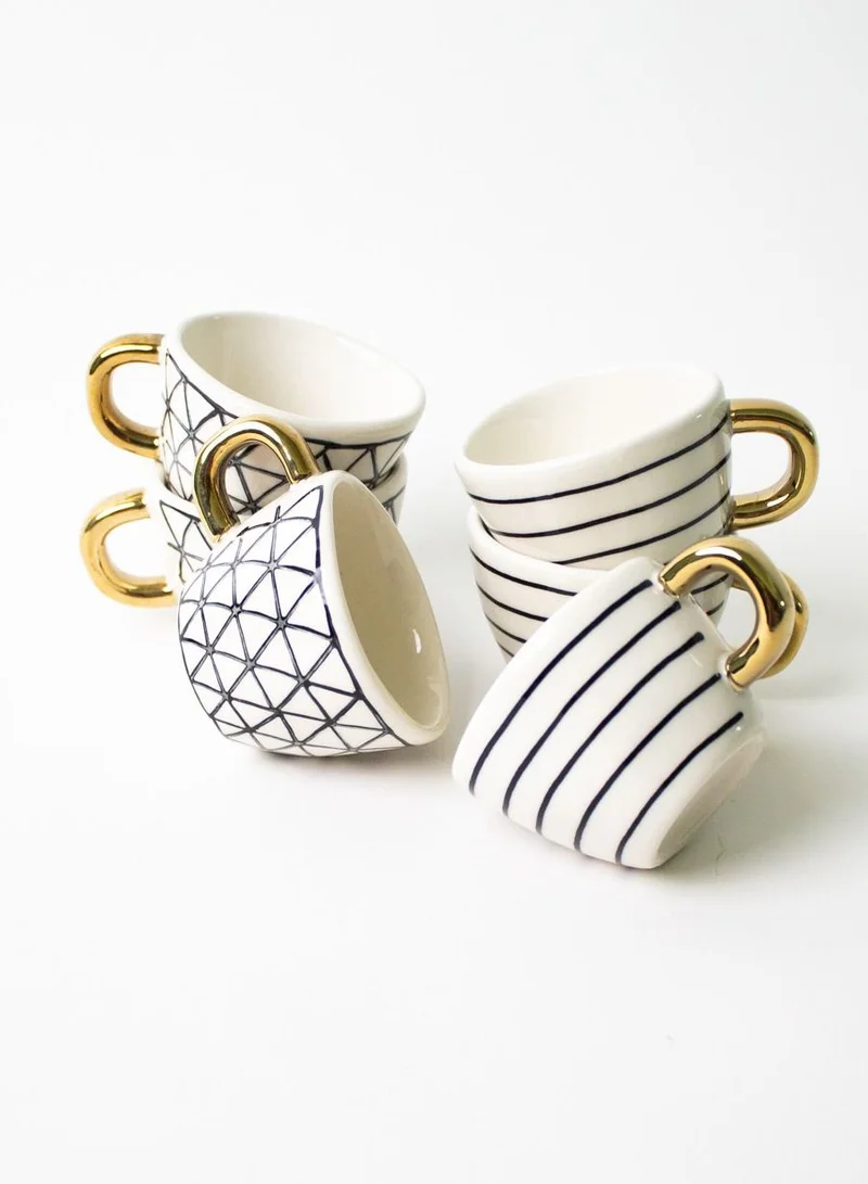 Prickly Pear Prickly Pear Set of 6 Tea Cups Lina - Sophisticated Tea Set for Entertaining