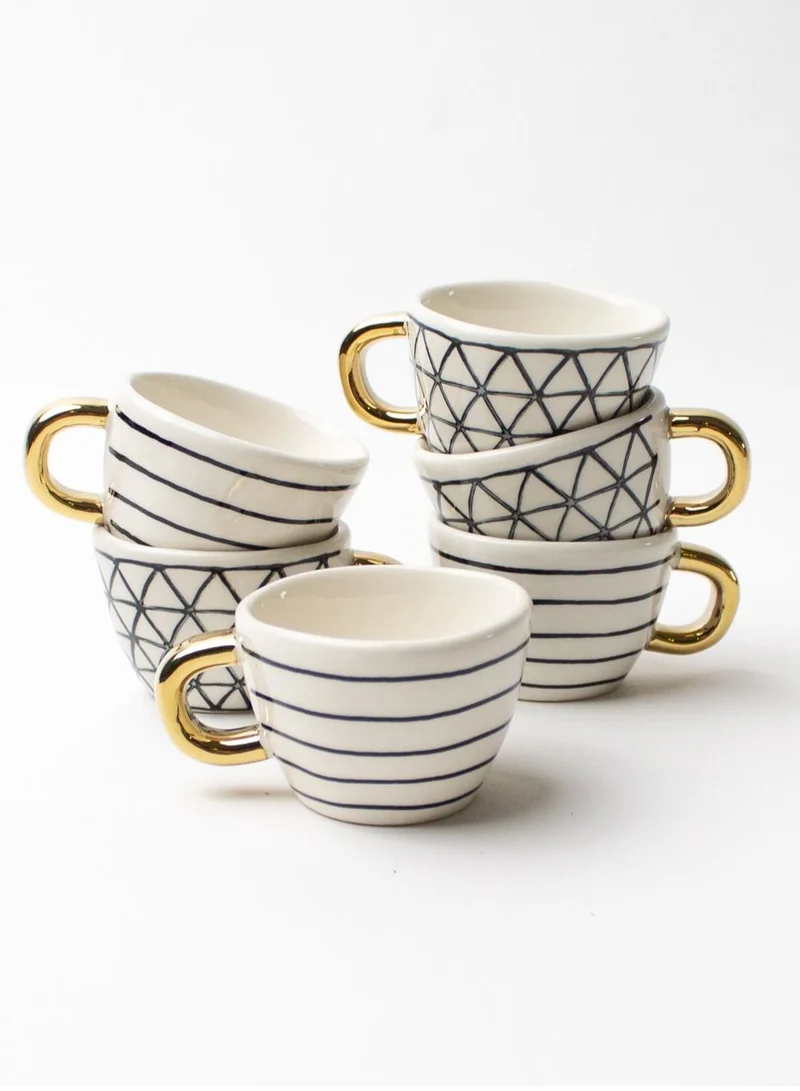 Prickly Pear Prickly Pear Set of 6 Tea Cups Lina - Sophisticated Tea Set for Entertaining