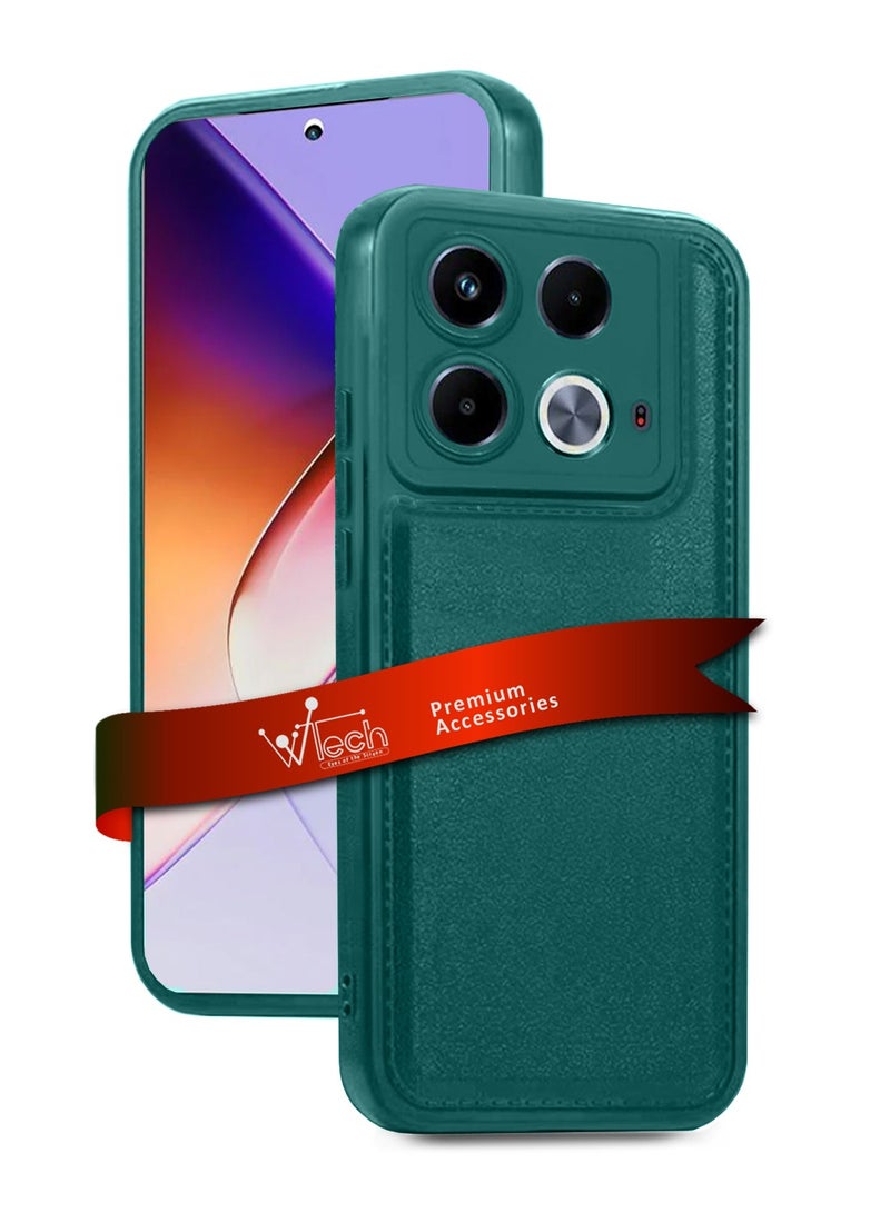 Wtech Infinix Note 40 5G 2024 Liquid Silicone Stitching Texture Case Cover - Dark Green - Image 1