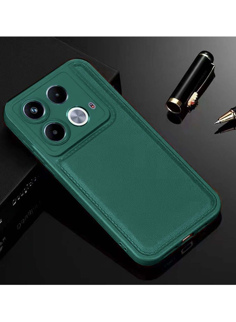 Wtech Infinix Note 40 5G 2024 Liquid Silicone Stitching Texture Case Cover - Dark Green - Image 2