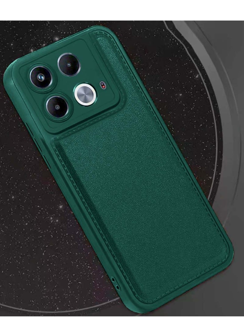 Wtech Infinix Note 40 5G 2024 Liquid Silicone Stitching Texture Case Cover - Dark Green - Image 3