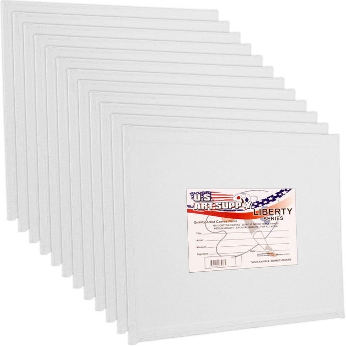 10 X 10 INCH PROFESSIONAL ARTIST QUALITY ACID FREE CANVAS PANEL BOARDS FOR PAINTING 12PACK 1 FULL CASE OF 12 SINGLE CANVAS BOARD PANELS