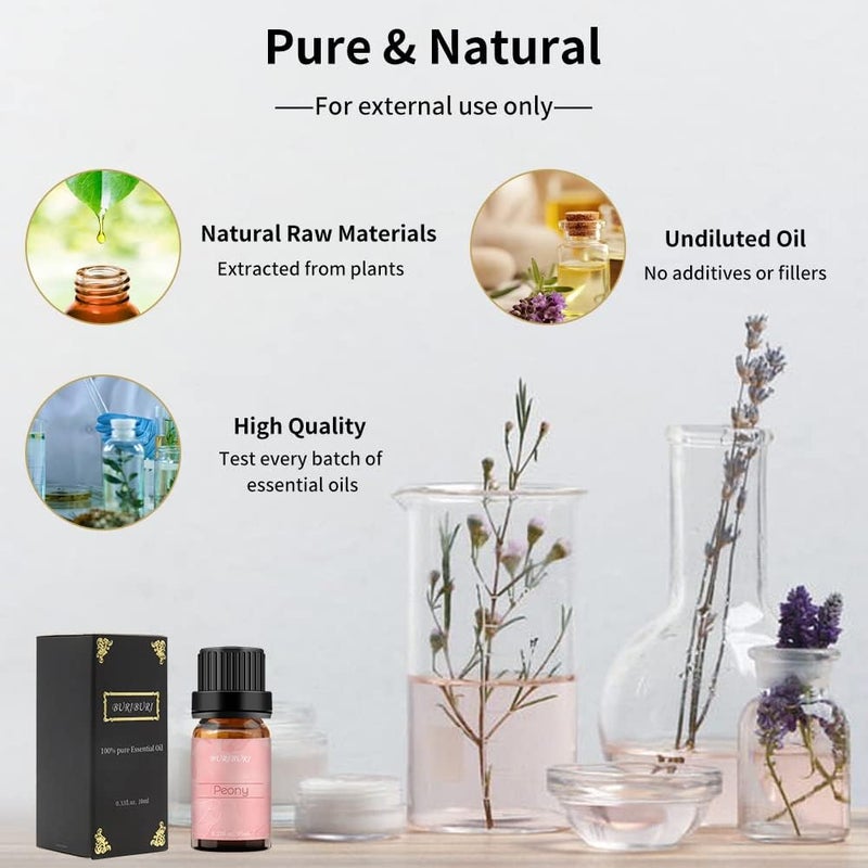 BURIBURI Peony Essential Oil Mother's Day Gifts Set for Women, 100% Pure, Undiluted, Natural Aromatherapy Peony Oils Essential 10ml for Diffuser, Soap Making Candle Making, Massage - Image 5