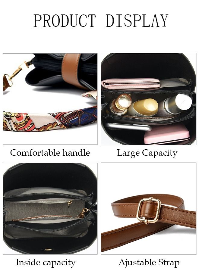 DUNISO Bucket Bag For Women Shoulder Handbags with Detachable Straps Womens Large Capacity Elegant Crossbody Bags for Mother Girl Friend Wife Black - Image 5