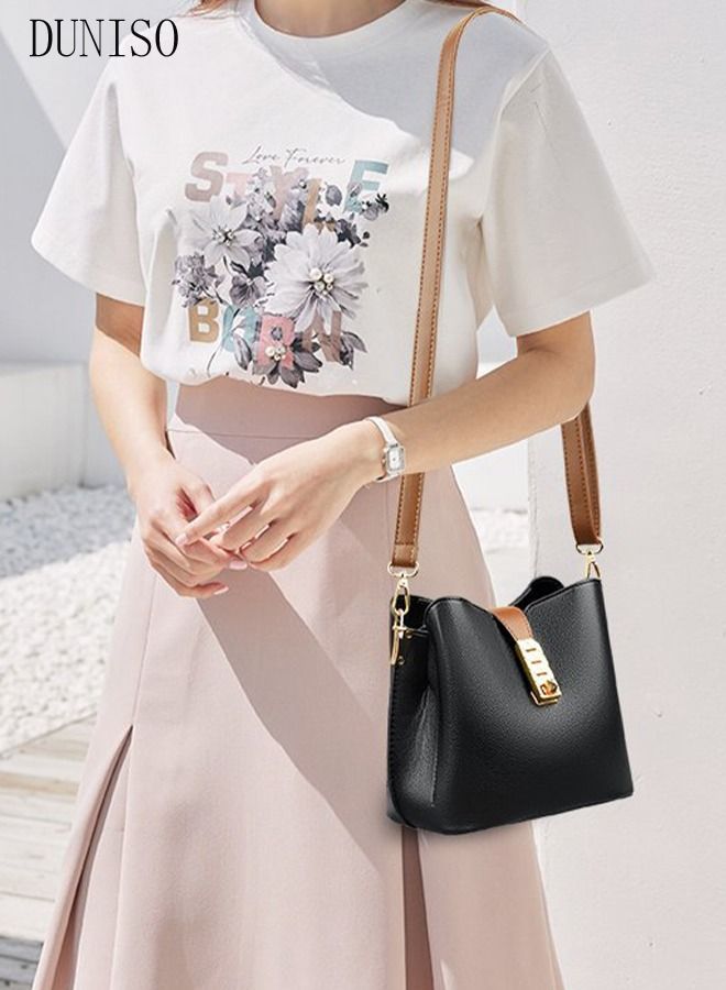 DUNISO Bucket Bag For Women Shoulder Handbags with Detachable Straps Womens Large Capacity Elegant Crossbody Bags for Mother Girl Friend Wife Black - Image 2