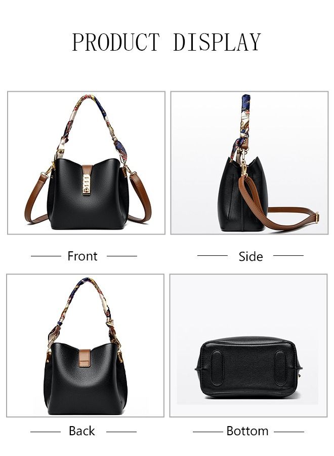 DUNISO Bucket Bag For Women Shoulder Handbags with Detachable Straps Womens Large Capacity Elegant Crossbody Bags for Mother Girl Friend Wife Black - Image 3