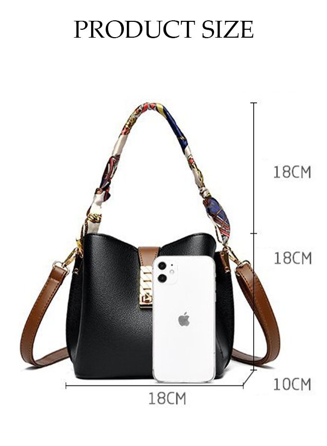 DUNISO Bucket Bag For Women Shoulder Handbags with Detachable Straps Womens Large Capacity Elegant Crossbody Bags for Mother Girl Friend Wife Black - Image 4
