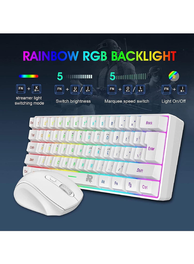 ROCK POW Arabic English 2.4G Wireless Gaming Keyboard and Mouse Combo, Include Small 60% Merchanical Feel Keyboard, Ergonomic Design Mini Wireless Mouse - Image 4