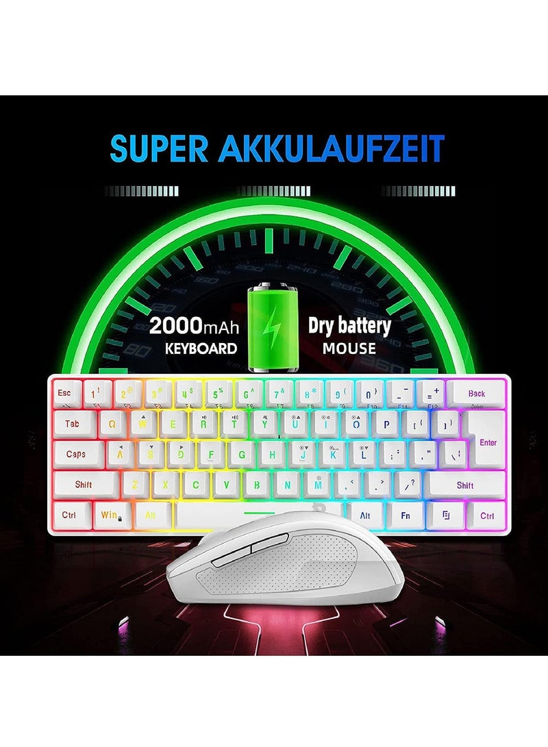 ROCK POW Arabic English 2.4G Wireless Gaming Keyboard and Mouse Combo, Include Small 60% Merchanical Feel Keyboard, Ergonomic Design Mini Wireless Mouse - Image 3