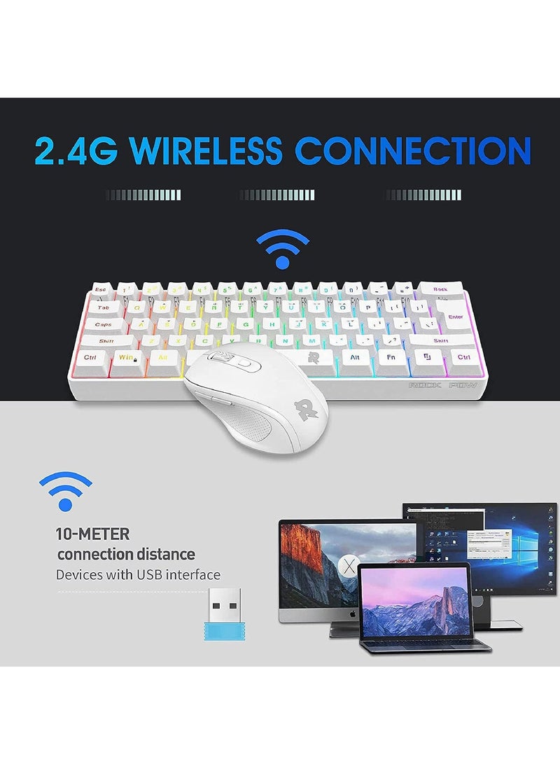 ROCK POW Arabic English 2.4G Wireless Gaming Keyboard and Mouse Combo, Include Small 60% Merchanical Feel Keyboard, Ergonomic Design Mini Wireless Mouse - Image 2