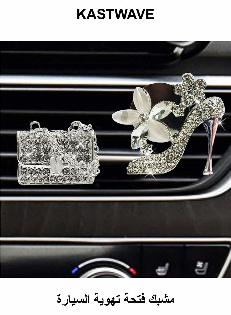 KASTWAVE Automotive Interior Crystal High Heel Shoe and Magic Bag Car Air Vent Clip Charm - Image 1