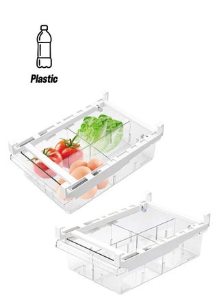 Fridge Drawer Organizer with Handle, Transparent Pull Out Drawer for Fruit and Vegetable, Refrigerator Organizer Bin with 4 Divided Sections Design, Fit for Fridge Shelf Under 0.78 inch (1 Pack) - pzsku/Z816F13A21081C2CF1B2EZ/45/1744056613/cfd39218-6cd6-4cae-85f2-7b3f0eddc27f