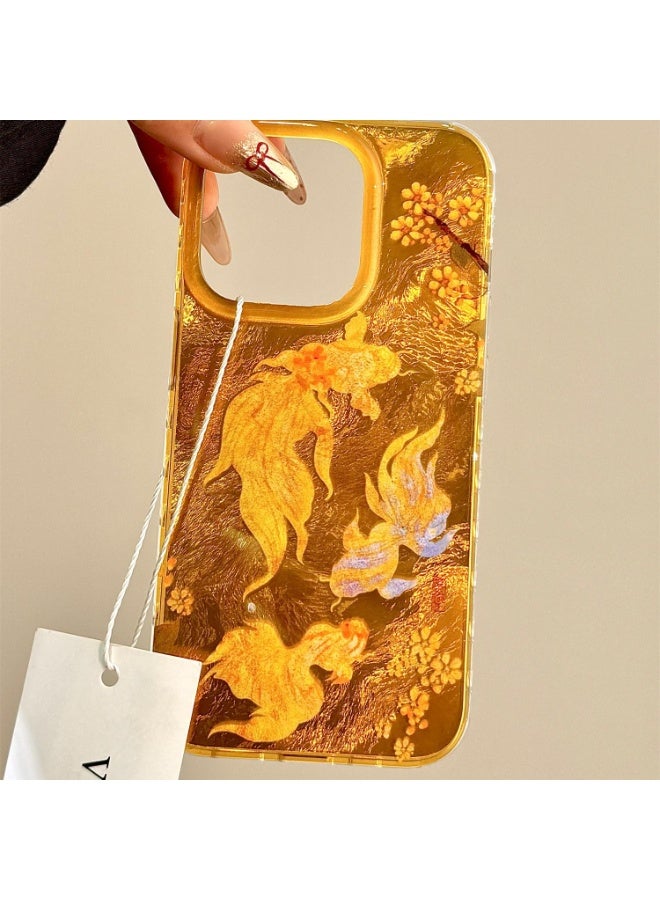 NIBEMINENT Protective TPU Case Cover For iPhone 17 Pro Max, Golden Koi With Crabapple Flowers