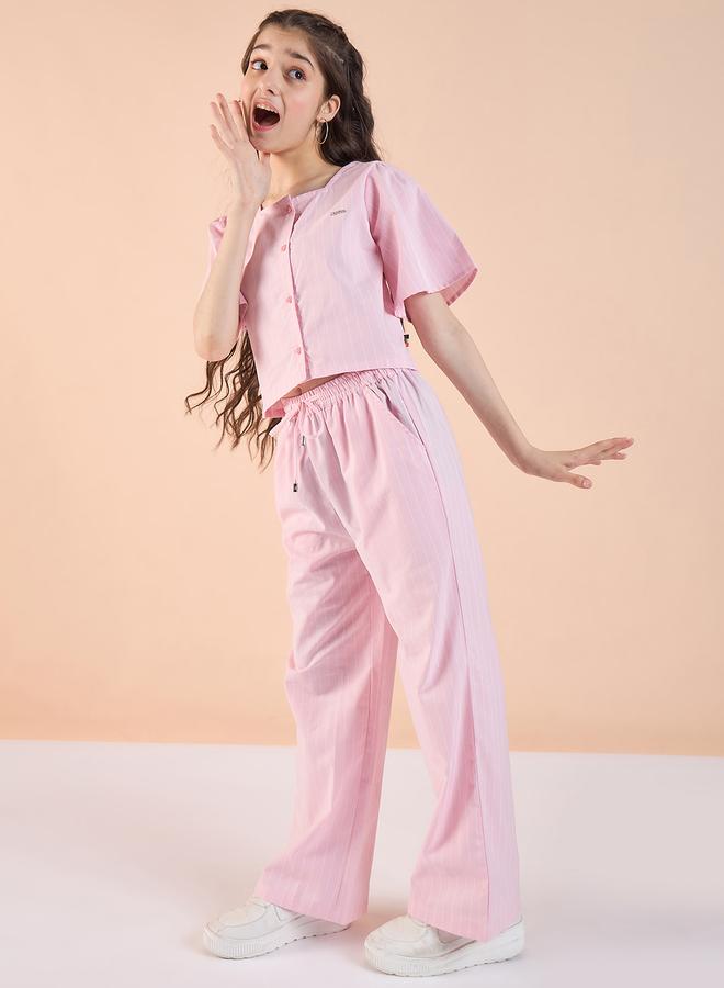 ستايلو بج طقم بلوزة وبنطلون برقبة مربعة مخططة من ستايلو بيج - Image 3