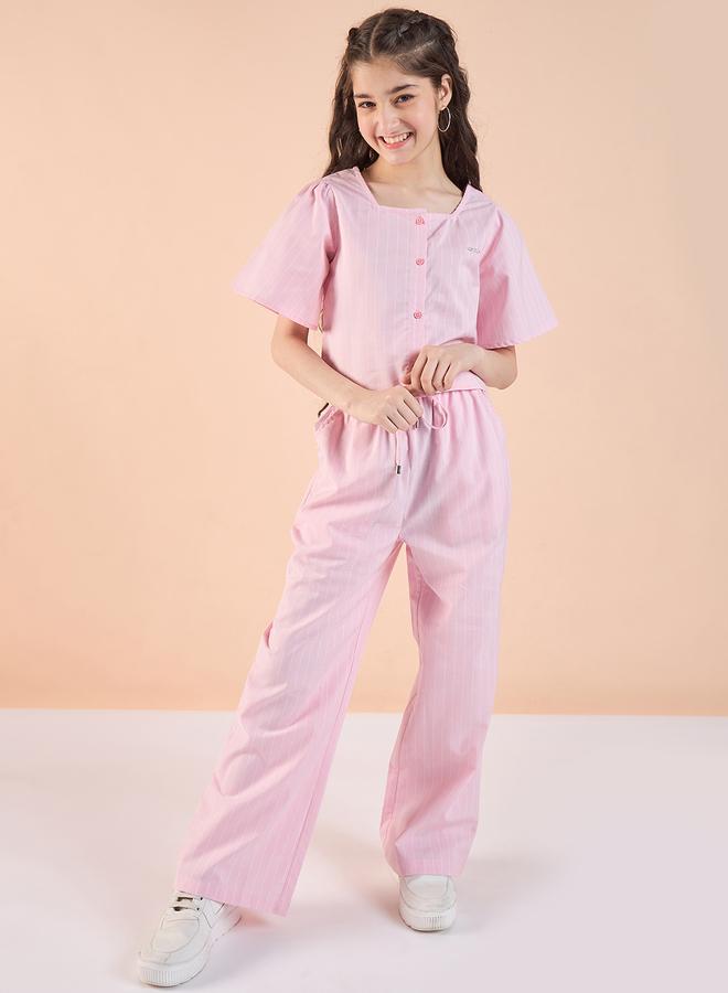 ستايلو بج طقم بلوزة وبنطلون برقبة مربعة مخططة من ستايلو بيج - Image 2